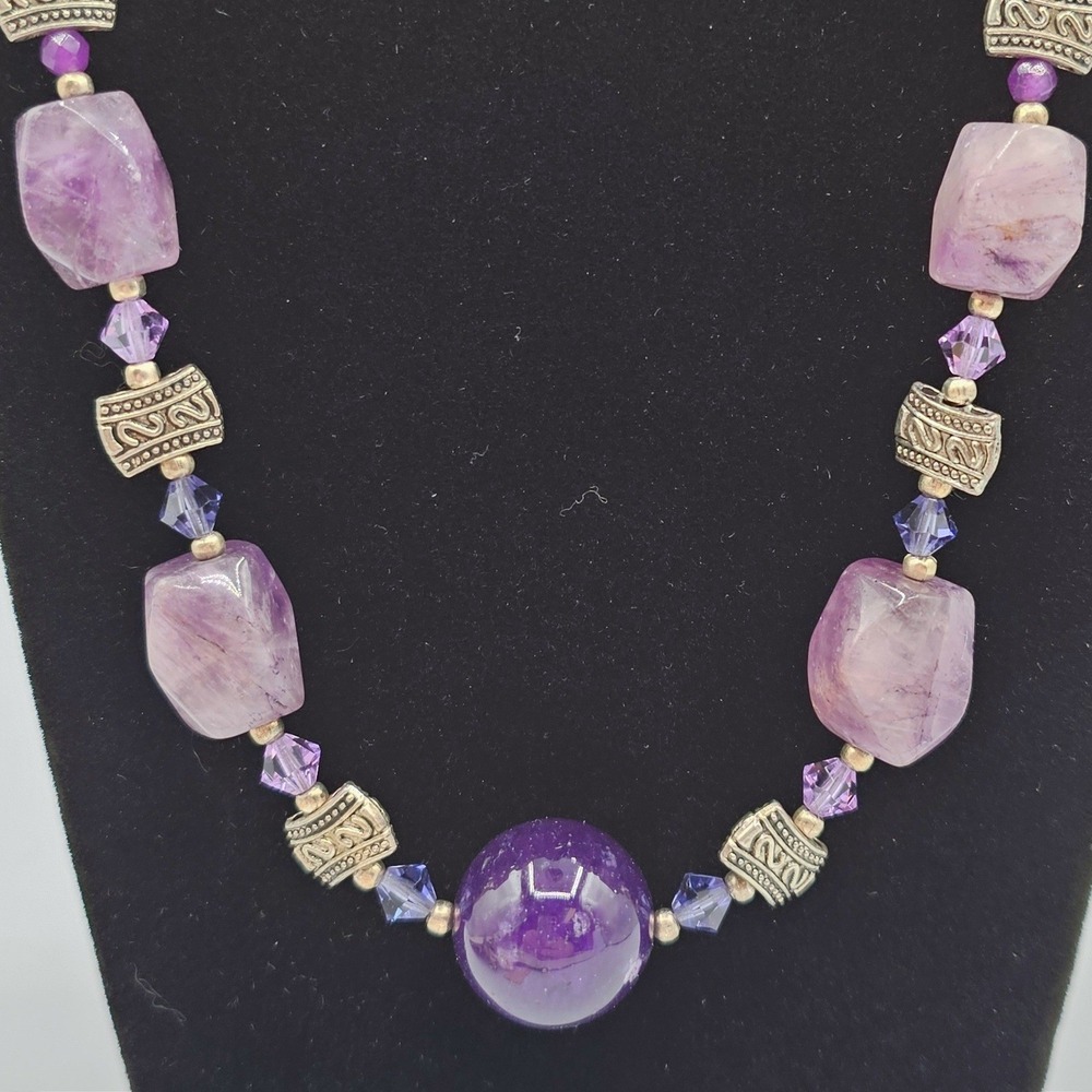 Amethyst Nugget Bead‎ 23" Necklace Purple Quartz Artisan Boho Statement 112g